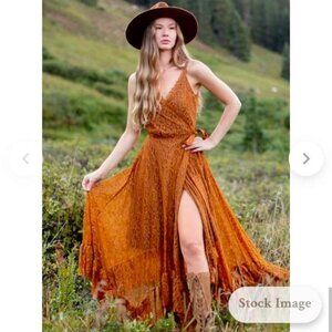 Joyfolie dark orange lace wrap Elia dress size XL